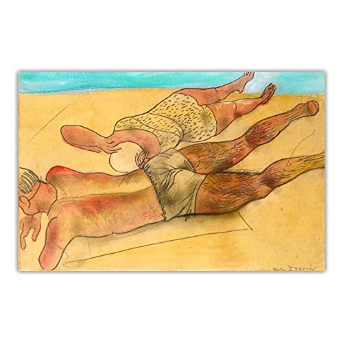 Leinwand Kunst Gemälde Boris Grigoryev "Am Strand" auf Leinwanddruck. Wanddekoration auf Leinwand-Bild Ölgemälde auf Leinwand 50x75cm Ungerahmt von ERJIE