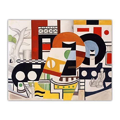 Leinwand Kunst Gemälde Fernand Leger "Bukowskis" auf Leinwanddruck. Wanddekoration auf Leinwand-Bild Ölgemälde auf Leinwand 50x65cm Ohne Rahmen von ERJIE