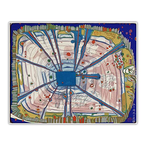 Leinwand Kunst Gemälde Friedensreich Hundertwasser "Nana Hyaku Mizu 6" auf Leinwanddruck. Wanddekoration auf Leinwand-Bild Ölgemälde auf Leinwand 50x60cm Ohne Rahmen von ERJIE