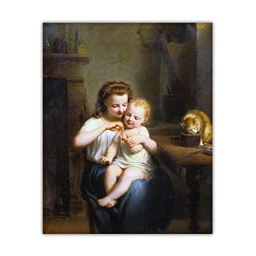 Leinwand Kunst Gemälde Fritz Zuber-Buhler "Spin the Top" auf Leinwanddruck. Wanddekoration auf Leinwand-Bild Ölgemälde auf Leinwand 70x84cm Ohne Rahmen von ERJIE