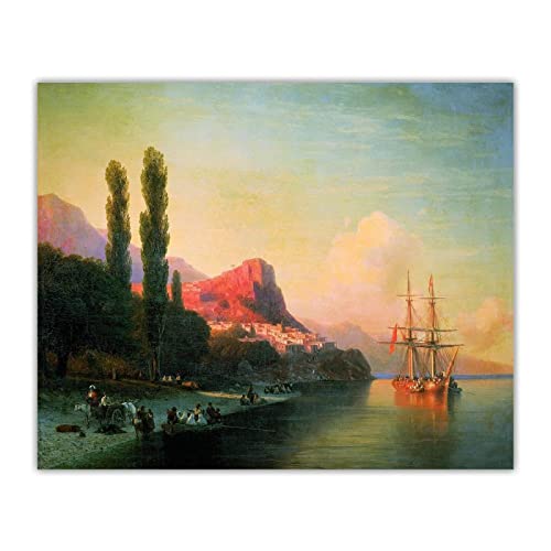 Leinwand Kunst Gemälde Ivan Aivazovsky "Blick auf das Goldene Horn" auf Leinwanddruck. Wanddekoration auf Leinwand-Bild Ölgemälde auf Leinwand 70x84cm Ohne Rahmen von ERJIE