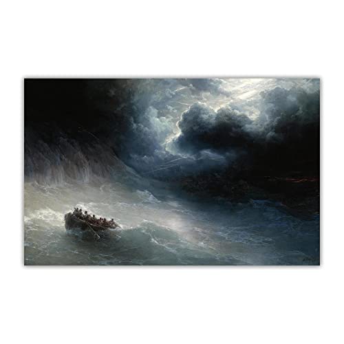 Leinwand Kunst Gemälde Ivan Aivazovsky "The Wrath of the Seas" auf Leinwanddruck. Wanddekoration auf Leinwand-Bild Ölgemälde auf Leinwand 40x64cm Ungerahmt von ERJIE