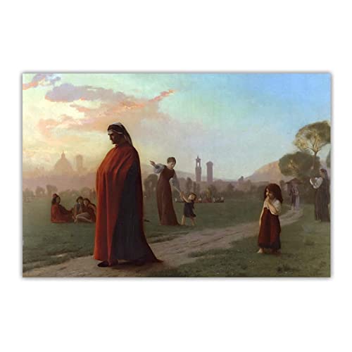 Leinwand Kunst Gemälde Jean Leon Gerome "Dante (Er hat gut gesehen)" auf Leinwanddruck. Wanddekoration auf Leinwand-Bild Ölgemälde auf Leinwand 20x30cm Ungerahmt von ERJIE