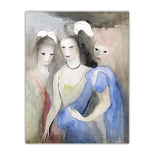 Leinwand Kunst Gemälde Marie Laurencin Malerei "Mädchen" auf Leinwanddruck. Wanddekoration auf Leinwand-Bild Ölgemälde auf Leinwand 40x52cm Ungerahmt von ERJIE