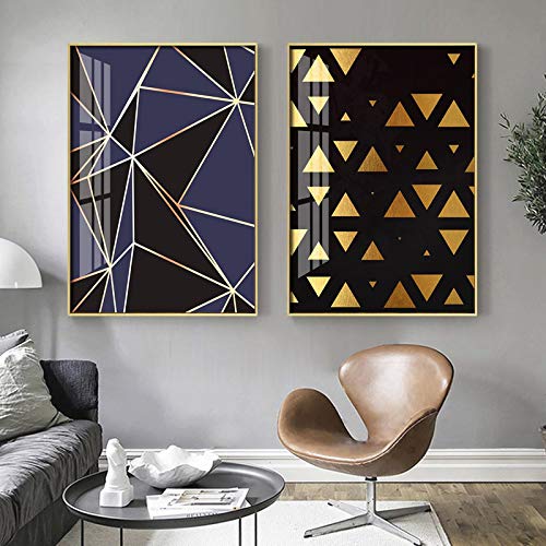 Moderne Kunstdrucke für Wohnzimmer Wohnkultur Poster, Nordic Abstrakte Geometrie Leinwand Malerei 40x60cmx2 Rahmenlos von ERJIE