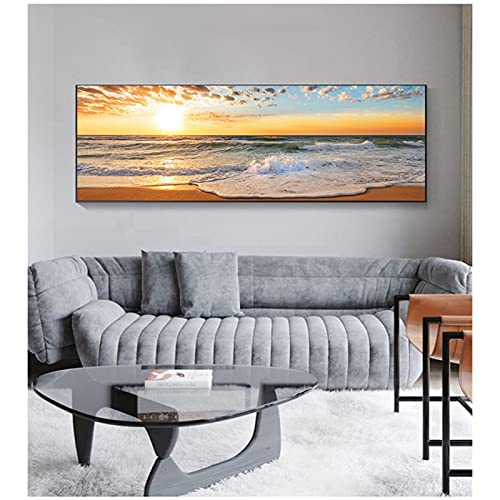 Nordic Beach Ship Meer Leinwand Malerei, Poster und Drucke, Wohnzimmer Home Wandkunst Dekoration Bilder 60x180cm Rahmenlos von ERJIE