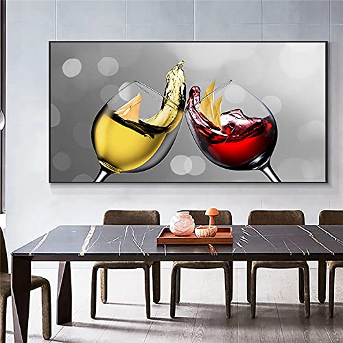 Restaurant Wohnzimmer Home Wandkunst Dekoration,Moderne Kelch Rotwein Poster Leinwand Malerei 70x140cm Rahmenlos von ERJIE