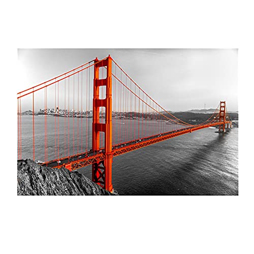 Wandkunstdrucke für Wohnzimmer Wohnkultur Bilder,Berühmte Landschaft Golden Gate Bridge Leinwand Malerei,Modernes Poster 60x90cm Rahmenlos von ERJIE