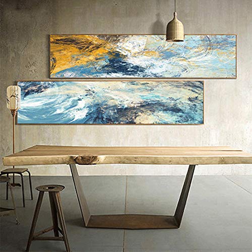 Wandkunstdrucke für Wohnzimmer Wohnkultur Bilder,Große Abstrakte Wolke Kunst Poster,Kreative Linie Leinwand Malerei 20x80cmx2 Rahmenlos von ERJIE