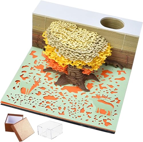 Schreibtisch kalender, 2024 Kalender 3D Memo Pad Papier Kreative 3D Notizblock Papier, Geschenk, 3d-Kunstkalender Nicht Klebrige Notizen(Color:Orange) von ERKANZHI