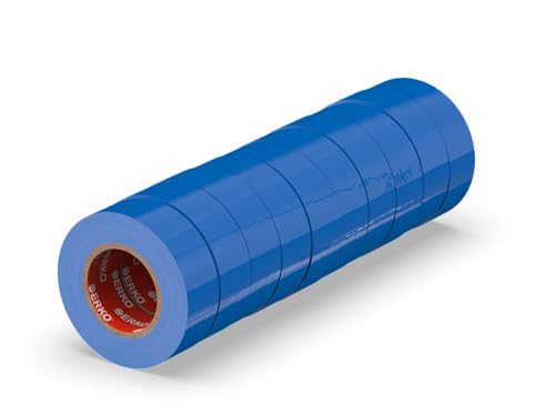 ERKO Isolierband Blau 15mm x 10m PVC Set 10 Stück Elektrische Leitungen Reparatur, Hochflexibel mit starker Klebekraft, Chemiebeständig, Wasserfest, Klebeband von ERKO