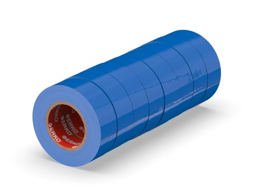 ERKO Isolierband Blau 19mm x 20m PVC Set 8 Stück Elektrische Leitungen Reparatur, Hochflexibel mit starker Klebekraft, Chemiebeständig, Wasserfest, Klebeband von ERKO