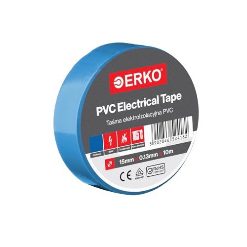 ERKO Isolierband Blau PVC 15mm x 10m Elektrische Leitungen Reparatur, Hochflexibel mit starker Klebekraft, Chemiebeständig, Polyvinyl Chlorid, Klebeband Universal von ERKO