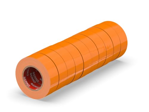 ERKO Isolierband Orange 10er Pack 15mm x 10m PVC Elektrische Leitungen Reparatur, Hochflexibel mit starker Klebekraft, Chemiebeständig, Wasserfest, Klebeband von ERKO