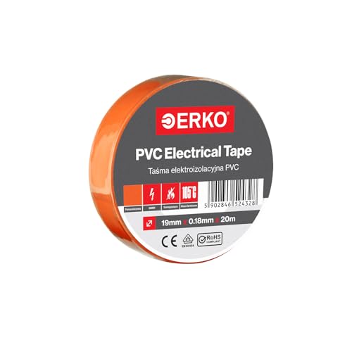 ERKO Isolierband Orange PVC 19mm x 20m Elektrische Leitungen Reparatur, Hochflexibel mit starker Klebekraft, Chemiebeständig, Polyvinyl Chlorid, Klebeband Universal von ERKO