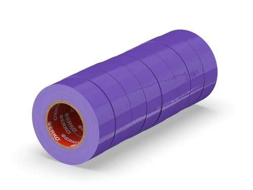 ERKO Isolierband Violett 19mm x 20m PVC Set 8 Stück Elektrische Leitungen Reparatur, Hochflexibel mit starker Klebekraft, Chemiebeständig, Wasserfest, Klebeband von ERKO