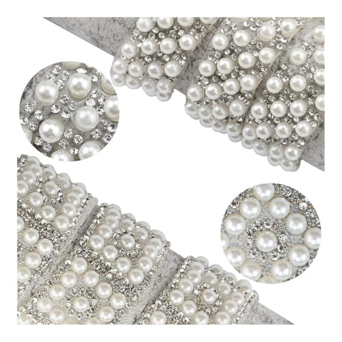 ERQIAO 1 Yard / Los ABS Runde Strass Perlen für Kleidung Schuhe Dekoration (C D 2 Yards) von ERQIAO