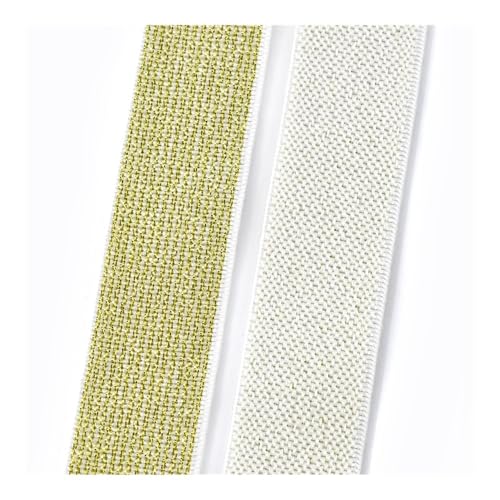 ERQIAO 3/5/10 Meter, 25–50 mm, Seiden-Nylon, elastisches Band, Polyester-Gurtband, Gummiband, DIY-Bund, Kleidergürtel, Nähzubehör (Weißgold, 3 m _ 25 mm) von ERQIAO