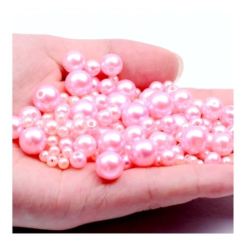 ERQIAO 3-12 mm Mehrere Farben ABS Imitation Perle Klar Gerade Loch DIY Runde Perle für Schmuck Halskette Machen Zubehör (Hellrosa 20,10mm 50pcs) von ERQIAO