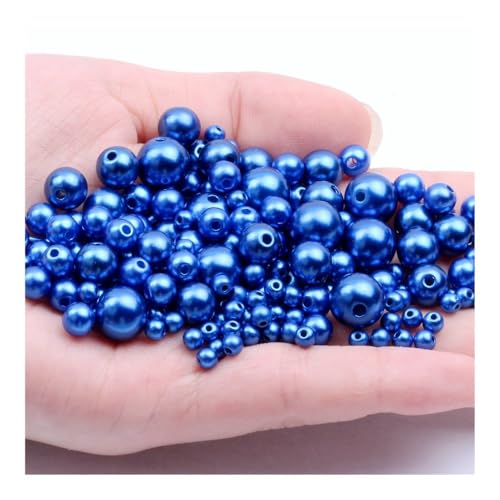 ERQIAO 3-12 mm Mehrere Farben ABS Imitation Perle Klar Gerade Loch DIY Runde Perle für Schmuck Halskette Machen Zubehör (Marineblau 6.4mm 700pcs) von ERQIAO