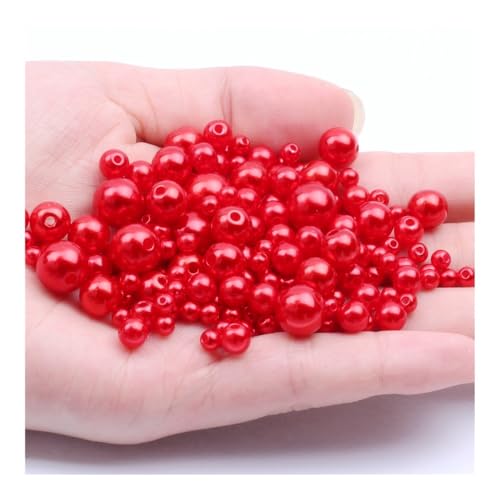 ERQIAO 3-12mm Mehrere Farben ABS Imitation Perle Helle Gerade Loch DIY Runde Perle für Schmuck Halskette Machen Accessori (Big Red 4.5mm 400pcs) von ERQIAO