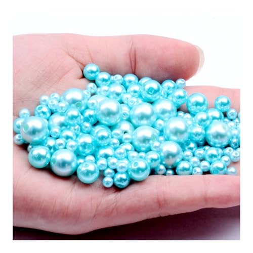 ERQIAO 3-12mm Mehrere Farben ABS Imitation Perle Helle Gerade Loch DIY Runde Perle für Schmuck Halskette Machen Accessori (Blau 1,12 mm 25 Stück) von ERQIAO