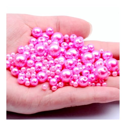 ERQIAO 3-12mm Mehrere Farben ABS Imitation Perle Helle Gerade Loch DIY Runde Perle für Schmuck Halskette Machen Zubehör (Rosa 9.8mm 100pcs) von ERQIAO