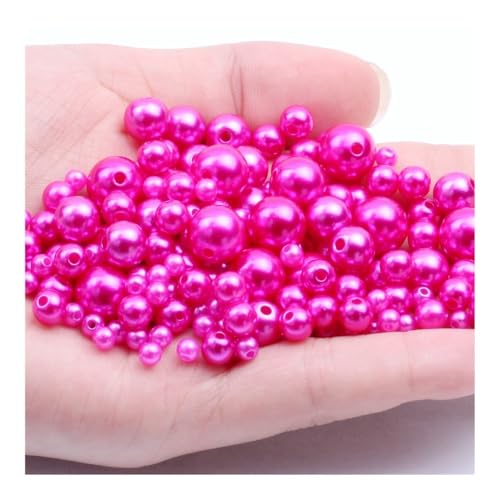 ERQIAO 3-12mm Mehrere Farben ABS Imitation Perle Helle Gerade Loch DIY Runde Perle für Schmuck Halskette Machen Zubehör (Rose Rot 18.3mm 1000pcs) von ERQIAO