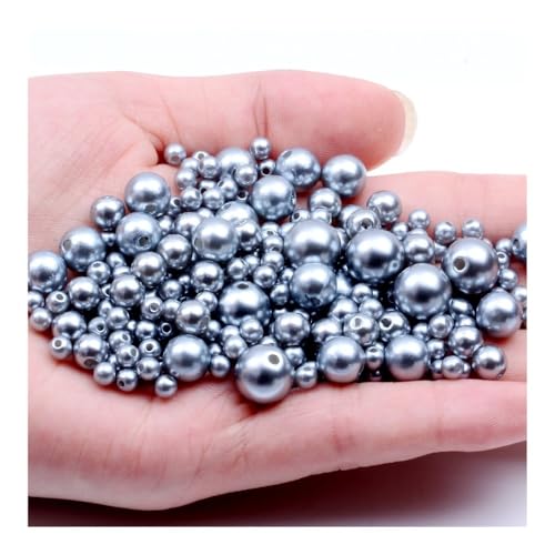 ERQIAO 3-12mm Mehrere Farben ABS Imitation Perle Helle Gerade Loch DIY Runde Perle für Schmuck Halskette Machen Zubehör (Silbergrau 8,6mm 200pcs) von ERQIAO