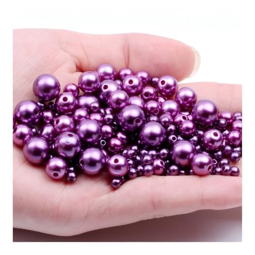 ERQIAO 3-12mm Mehrere Farben ABS Imitation Perle Helle Gerade Loch DIY Runde Perle für Schmuck Halskette Machen Zubehör (Tief Lila 21,8mm 100pcs) von ERQIAO