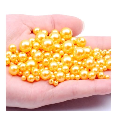 ERQIAO 3-12mm Mehrere Farben ABS Imitation Perle Klar Gerade Loch DIY Runde Perle für Schmuck Halskette Machen Zubehör (Gold 15.10mm 50pcs) von ERQIAO