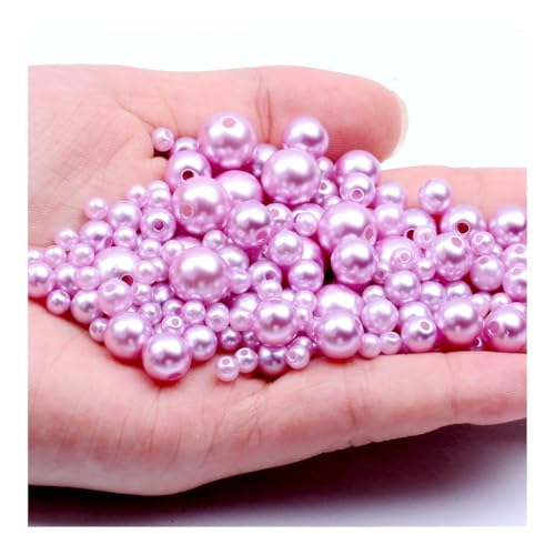 ERQIAO 3-12mm Mehrere Farben ABS Imitation Perle Klar Gerade Loch DIY Runde Perle für Schmuck Halskette Machen Zubehör (Light Purple 23.3mm 1000pcs) von ERQIAO