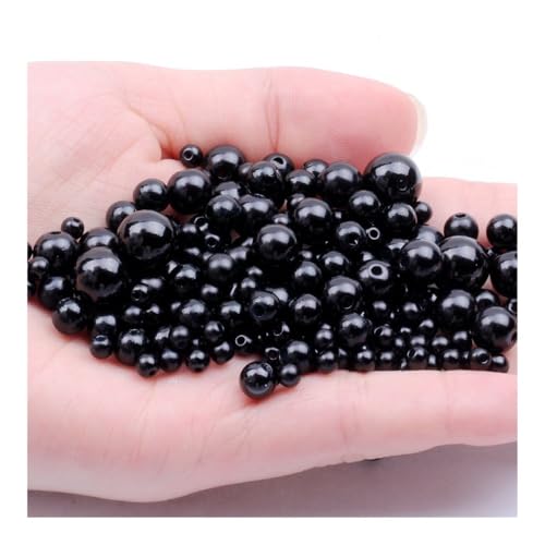 ERQIAO 3-12mm viele Farben ABS künstliche Perle Hell gerade Loch DIY Runde Bead Schmuck Halskette Zubehör (Schwarz 19,4mm 700Stk.) von ERQIAO