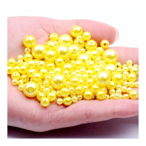 ERQIAO 3-12mm viele Farben ABS künstliche Perle Hell gerade Loch DIY Runde Bead Schmuck Halskette Zubehör (Zitronengelb 5,12mm 25Stk.) von ERQIAO