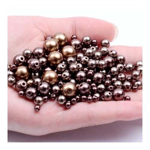 ERQIAO 3-12mm viele Farben ABS künstliche Perle Hell gerade Loch DIY Runde Bead Schmuck Halskette Zubehör (dunkelbraun 17,12mm 25Stk.) von ERQIAO