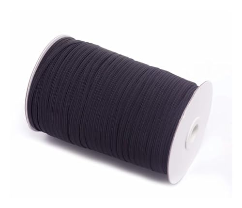 ERQIAO 30/90/180 Meter Weiß Schwarz Polyester Elastische Bänder 6/8/10/12/15/20mm Elastisches Band für Kleidung Nähzubehör (Schwarz 3mm 180Meter) von ERQIAO