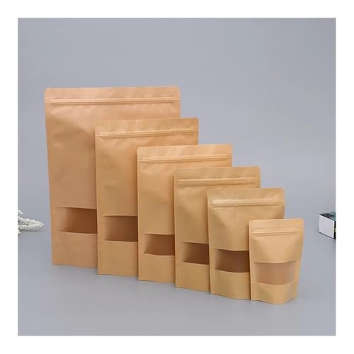 ERQIAO 50 Stück 9 x 14 Zoll 10 x 15 Zoll 15 x 22 Zoll 18 x 26 cm braune Papiertüten Wiederverwendbare selbstklebende Geschenktüten (12 x 20 cm) von ERQIAO