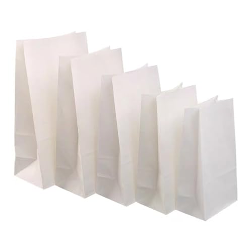 ERQIAO 50 Stück weiße Hiraguchi Papiertüten für Brot, Süßigkeiten, Sandwiches, Verpackungen zum Mitnehmen (Weiß, 30 x 15,5 x 10 cm) von ERQIAO