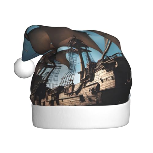 ERSDWRE Coole Piratenschiff-Weihnachtsmütze, Weihnachtsmannmütze, Erwachsene, Weihnachtsmütze für Neujahr, festliche Party, Kopfschmuck, Zubehör von ERSDWRE