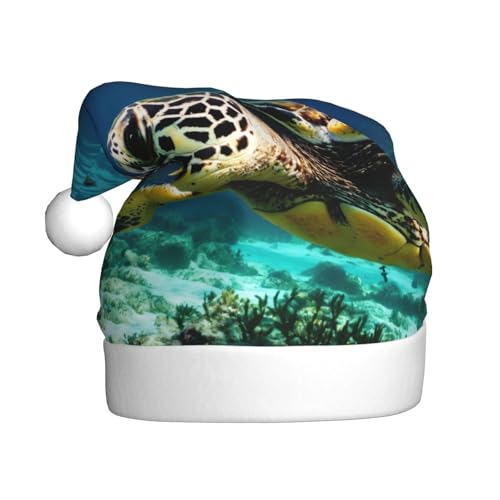 ERSDWRE Lord Howe Island Sea Turtle Weihnachtsmütze, Weihnachtsmannmütze, Erwachsene, Weihnachtsmütze für Neujahr, festliche Party, Kopfschmuck, Zubehör von ERSDWRE