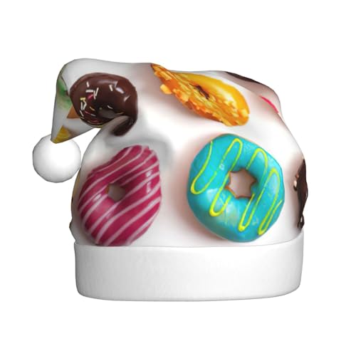 ERSDWRE Verschiedene Geschmacksrichtungen von Donuts, Weihnachtsmütze, Weihnachtsmannmütze, Erwachsene, Weihnachtsmütze für Neujahr, festliche Party, Kopfschmuck, Zubehör von ERSDWRE