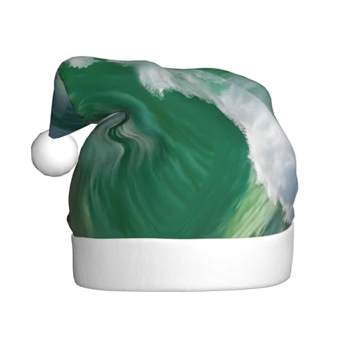 ERSDWRE Weihnachtsmütze, Motiv: Ozeangrüne Wellen, Surfen mit dem Ufer, Weihnachtsmannmütze, Erwachsene, Weihnachtsmütze für Neujahr, festliche Party, Kopfschmuck, Zubehör von ERSDWRE