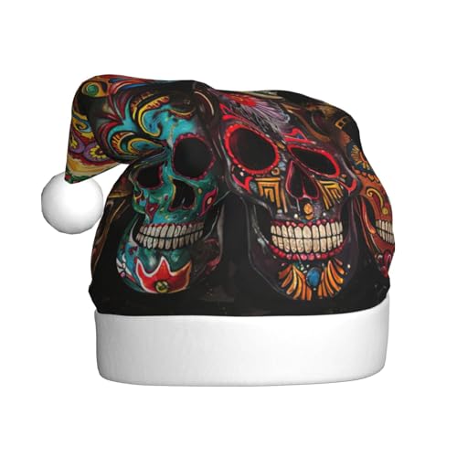 ERSDWRE Weihnachtsmütze mit Totenkopf-Motiv, Weihnachtsmannmütze, Erwachsene, Weihnachtsmütze für Neujahr, festliche Party, Kopfschmuck, Zubehör von ERSDWRE