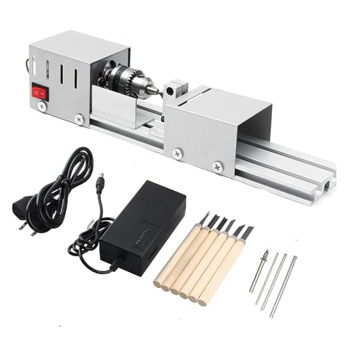 ERSINIAN Mini-Drehmaschine für die Holzbearbeitung, 12 V – 24 V DC, 96 W, Mini-Drehmaschine, Perlenpolierer, DIY-CNC-Drehmaschine für Tischgravur, Schleifen von Holz, Glas und Keramik von ERSINIAN