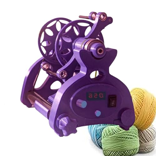 ERSINIAN Mini-Elektrospinnrad, Strickmaschine mit Fußschalter, 800 U/min automatischer Garnspinner, Spinnradgarn, Strickmaschine, Trommelkarde, Lila-Digital von ERSINIAN