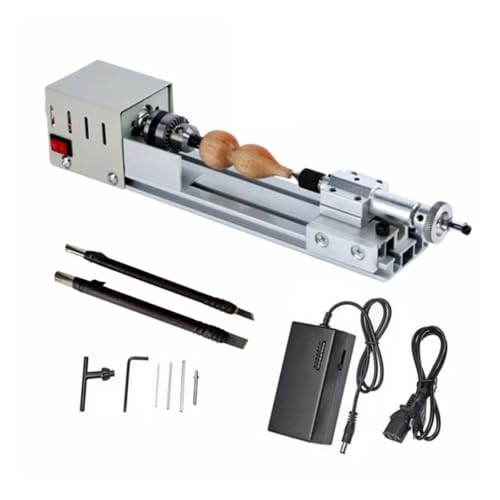 ERSINIAN Verbesserte Mini-Drehmaschine, Perlen-Poliermaschine, DIY-Bearbeitung für die Tisch-Holzbearbeitung, DIY-Werkzeug-Drehmaschine, Standard-Set 12 V-24 V, 96 W (Upgrade T2) von ERSINIAN