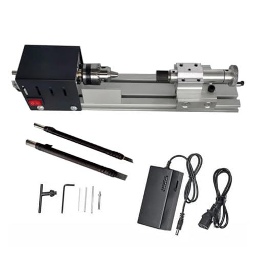 ERSINIAN Verbesserte Mini-Drehmaschine, Perlen-Poliermaschine, DIY-Bearbeitung für die Tisch-Holzbearbeitung, DIY-Werkzeug-Drehmaschine, Standard-Set 12 V-24 V, 96 W (Upgrade T3) von ERSINIAN