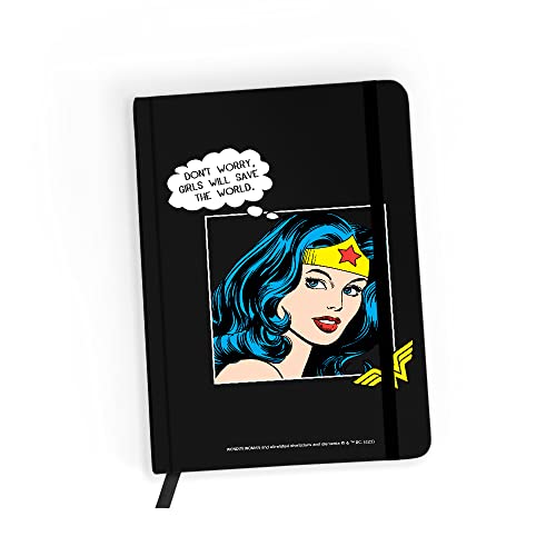 ERT GROUP Original und offiziell lizenziert von DC Notizbuch, Muster Wonder Woman 028 black, mit liniertes Papier, A5 von ERT GROUP