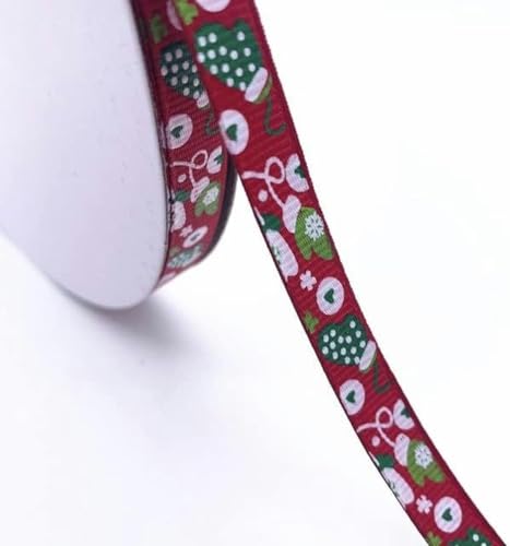 3 Rollen 3/8" 10 mm 5 Yards Druck Schneeflocke Weihnachtsbaum Muster Ripsband DIY Bowknot Bekleidung Nähen (50 Farben zur Auswahl)-05 von ERTUUO