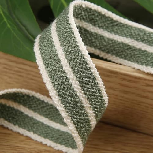 Gestreiftes Twill-Baumwollleinenband 38 mm 25 mm 16 mm 10 mm handgefertigt DIY große Schleife Haarschmuck Krawatte Blumenverpackung Gurtband-003-40 mm 50 Yards von ERTUUO